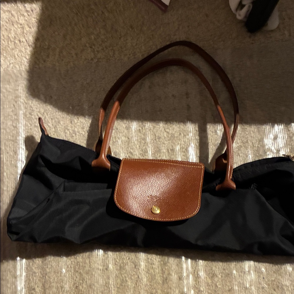 Longchamp Black and Brown Tote Bag